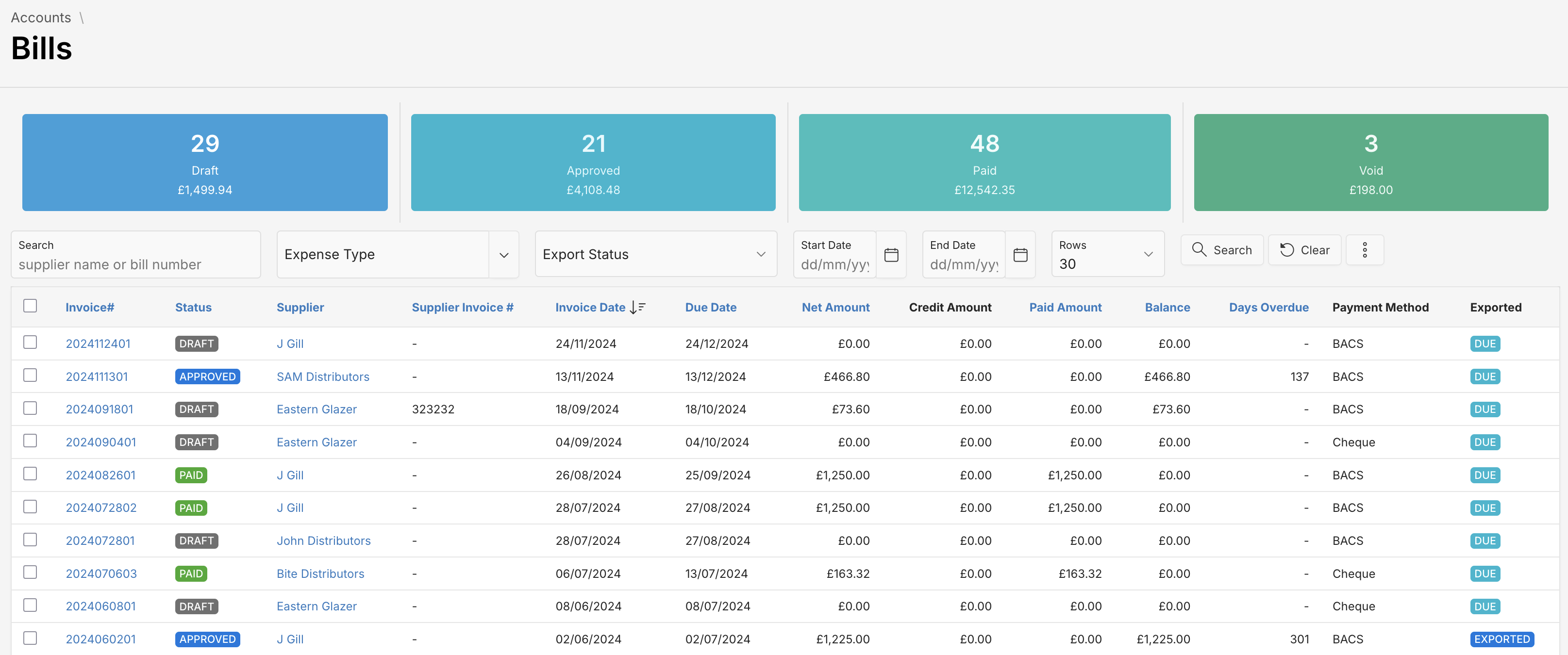 Bills Dashboard