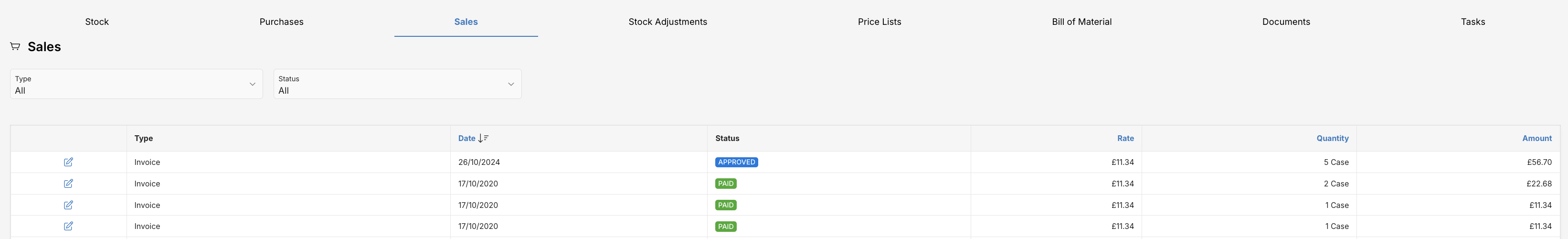 Sales Tab