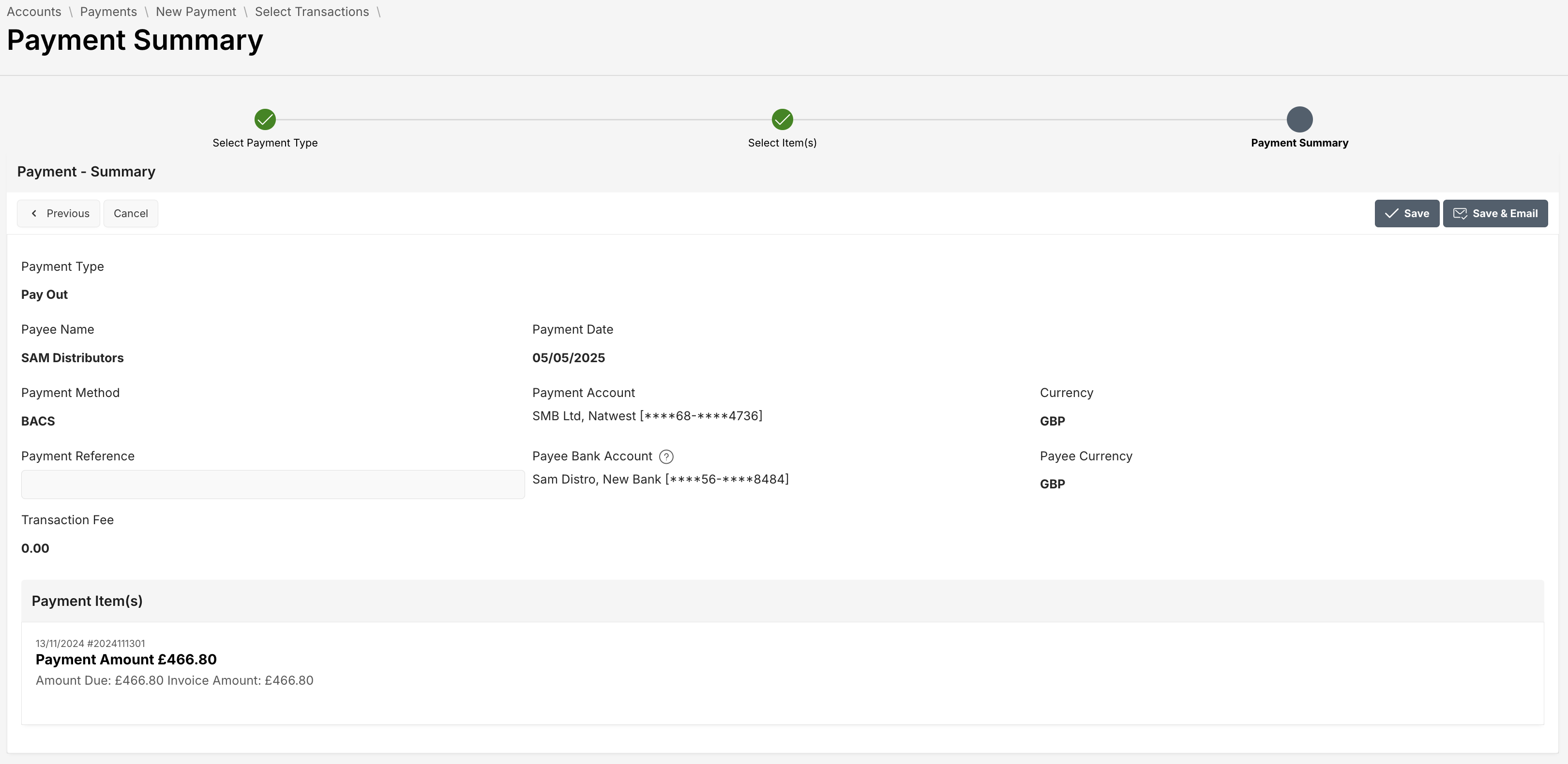 Step 3: Payment Summary