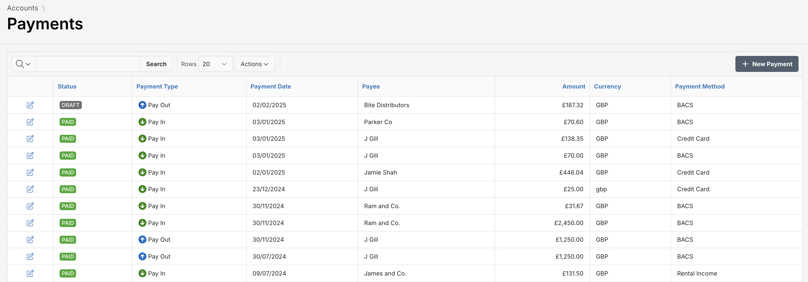 Payments Dashboard