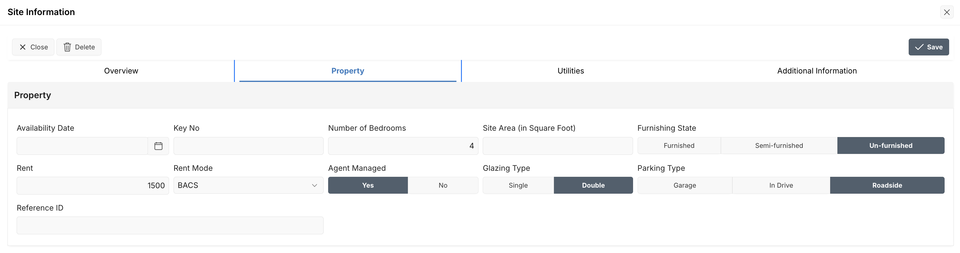 Edit Site - Property