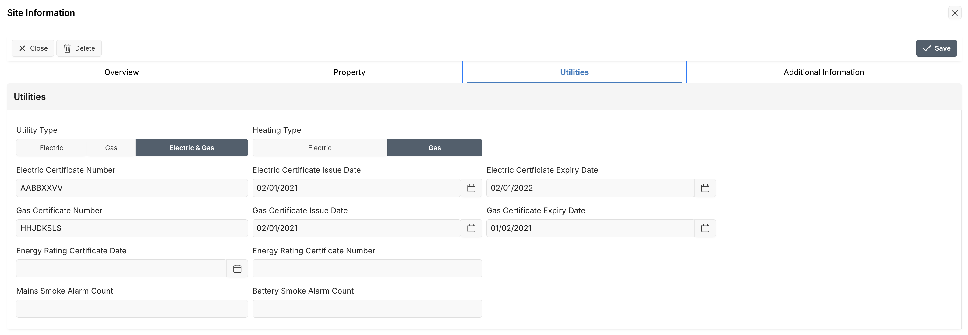 Edit Site - Utilities